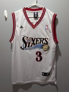 Vintage Adidas Allen Iverson Philadelphia 76ers Jersey White Mens XL Length +2